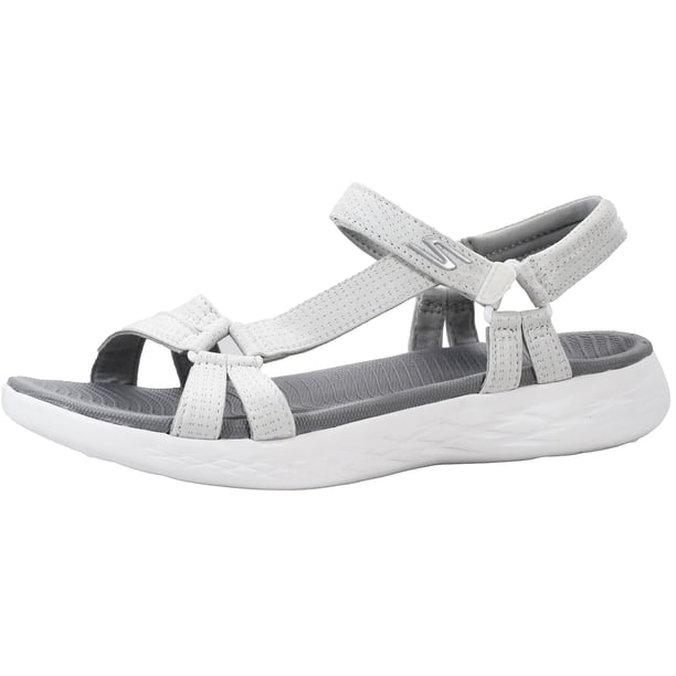 Sandalia Skechers On-The-GO 600 Mujer Blanca Gris Ancha