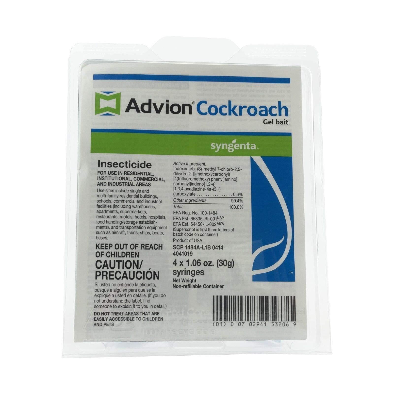 Syngenta 383920 Advion Cockroach Gel Bait 4 X 30 Gram Tubes Roach Control, Brown
