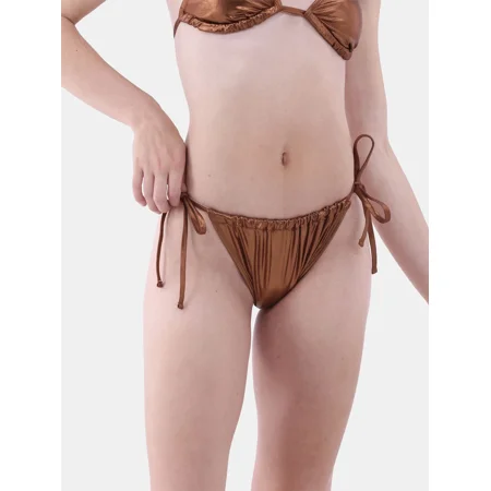 No Boundaries Copper-Tone Foil Extra Cheeky Bikini Bottoms, Women’s