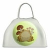 Toad Sitting In Front of Mushrooms White Metal Cowbell Cow Bell Instrument