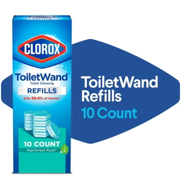 Clorox ToiletWand Disinfecting Brush Refills, Disposable Toilet Bowl Cleaner, Rainforest Rush, 10 Count