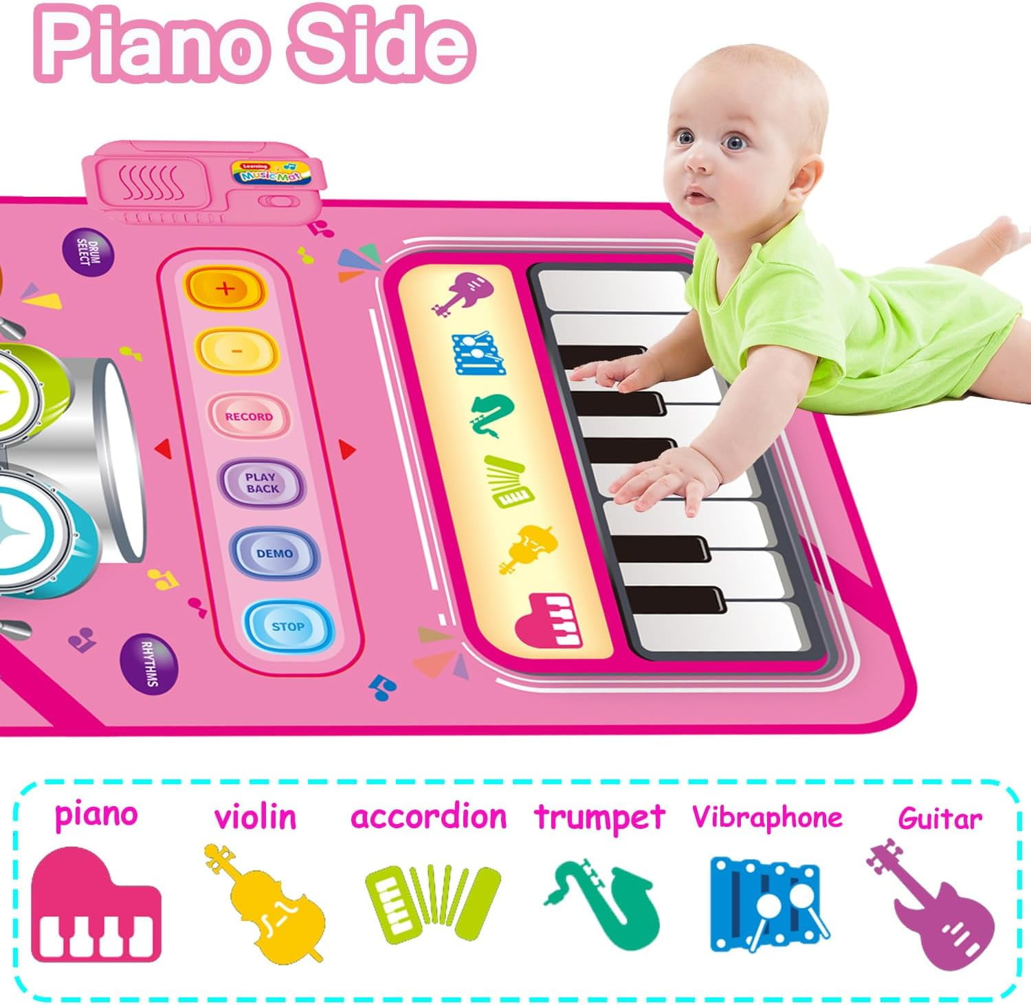 Baby Toys for 1 Year Old: Baby Musical Mat Toddler Toys Age 1-2 - 2 in 1 Piano Drum Babies Play Mat - Infant Music Toy 12-18 Months Babies Birthday Valentines Gifts for 1 2 3 Year Old Boys Girls