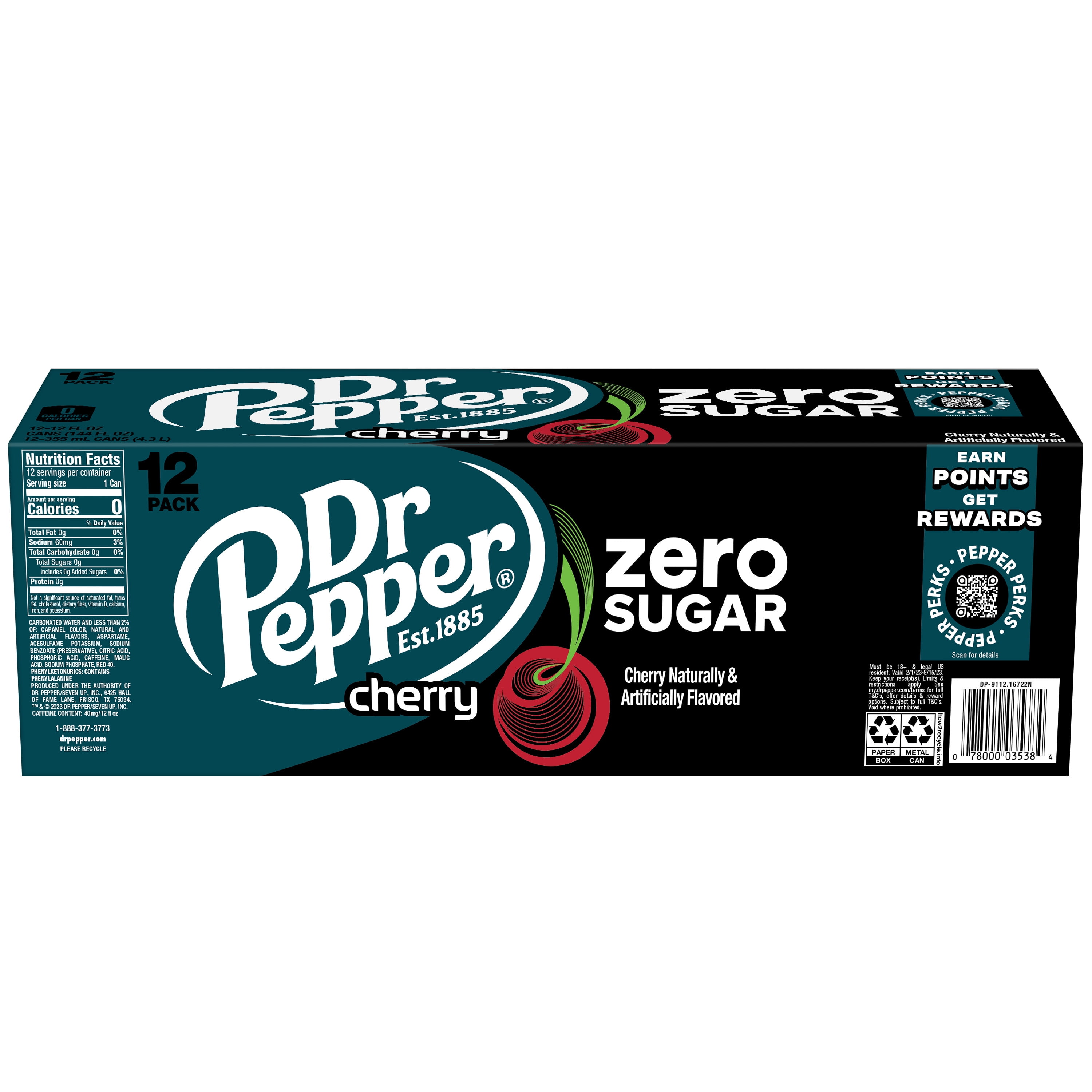 Dr Pepper Cherry Zero Sugar Soda, 12 fl oz cans, 12 Kuwait Ubuy