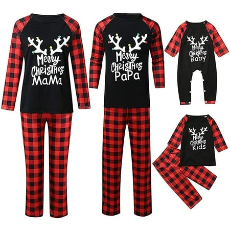 

Family Matching Christmas Pyjamas Set Family Women Men Kids Baby Pjs Red Plaid Reindeer Loungewear