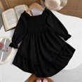 thumbnail image 5 of OJSFQUFP Girls' Spring Summer and Fall Dress: Square Neck Flared Sleeves Ruffled Hem Dress, 5 of 6