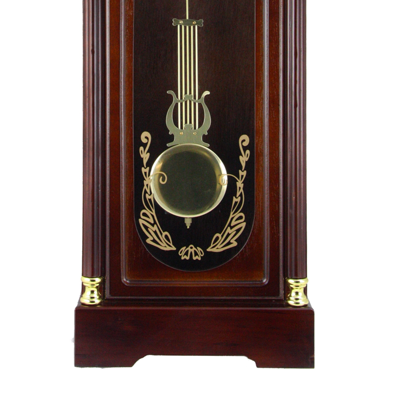 Bedford Clock Collection 33" Antique Cherry Oak Finish Chiming Wall Clock with Roman Numerals