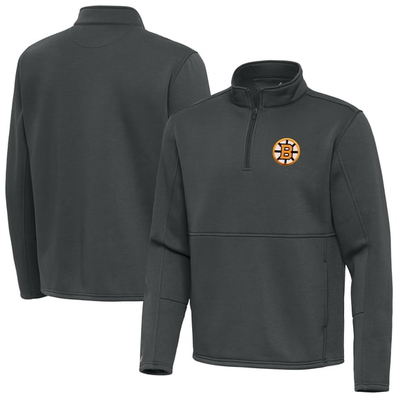 Men's Antigua Pewter Boston Bruins Twist Quarter-Zip Pullover Jacket
