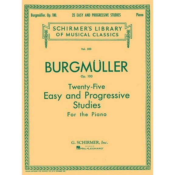 Burgmuller - Twenty-Five Easy and Progressive Studies, Op. 100 Piano Method for Intermediate Players Schirmer Library of, (Paperback)
