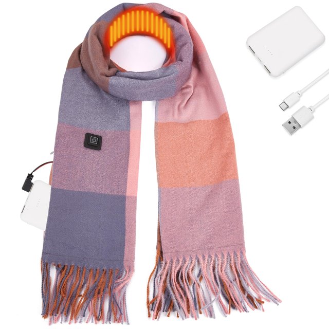 Bufanda Calefactable KLADNDER Recargable 5000mAh 3 Niveles de Calor Rosa