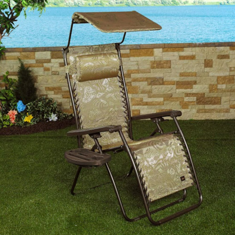 Bliss Hammocks Gravity Free Recliner Zero Gravity Lounge Chair with Sunshade Canopy Adjustable 