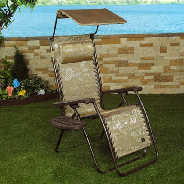 Bliss Hammocks Gravity Free Recliner Zero Gravity Lounge Chair with Sunshade Canopy Adjustable 