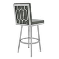 thumbnail image 3 of Armen Living Indoor Rochester 30" Swivel Modern Black Metal and Gray Faux Leather Barstool, 3 of 7