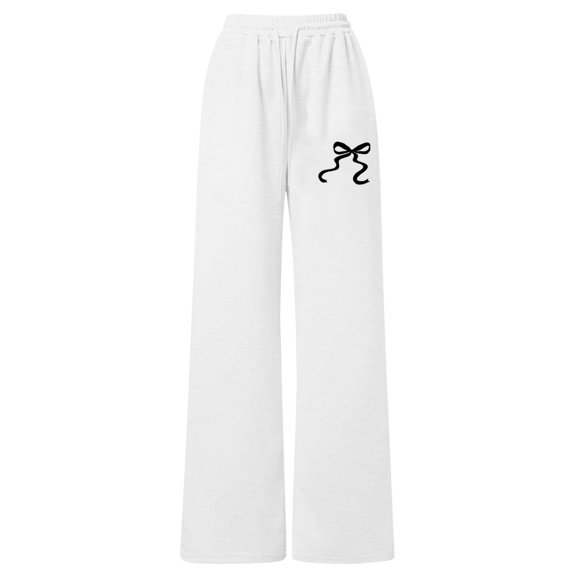 Shadoumai Girls Bow Tie Loose Fit Jogger Pants Straight Leg Athletic Trousers Casual Comfort Playwear With Back Pocket