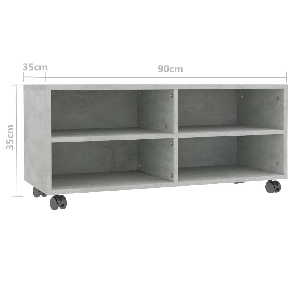 Kepooman 35" Modern Rolling TV Stand Cabinet with Castors for Living Room, Light Gray