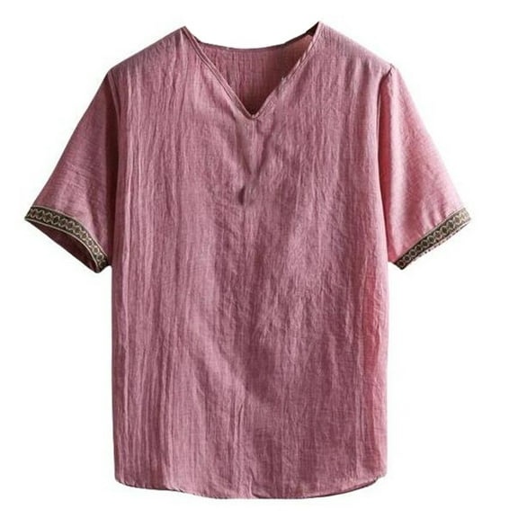 Men's Linen Blend T Shirt Lightweight, Breathable, Ideal for Summer Casual Wear, Machine Washable, Multiple Colors & Sizes