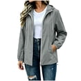 thumbnail image 3 of DDAPJ pyju Lightweight Rain Jacket Women Waterproof Raincoat Full Zip Hooded Windbreaker for Travel Outdoor Hiking Nylon Athletic Jackets Gray S, 3 of 9