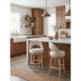 thumbnail image 2 of Guyou 30" Swivel Bar Stools Set of 2, Chenille Upholstered Barstools with Curved Back and Round Footrest, Modern Wooden Tall Kitchen Bar Chairs for Home Bar Pub Cafe, Beige, 2 of 12
