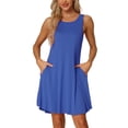 thumbnail image 1 of Camisón sin mangas para mujer Inspire Chic, vestido casual de noche con bolsillos, L, azul real, 1 of 6