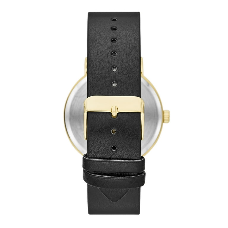 George Men's Gold Tone Watch with Black Vegan Leather Band