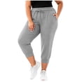 thumbnail image 6 of Posijego Women's Plus Size Capri Sweatpants Elastic High Waisted Drawstring Athletic Outdoor Running Joggers Pants with Pockets, 6 of 8