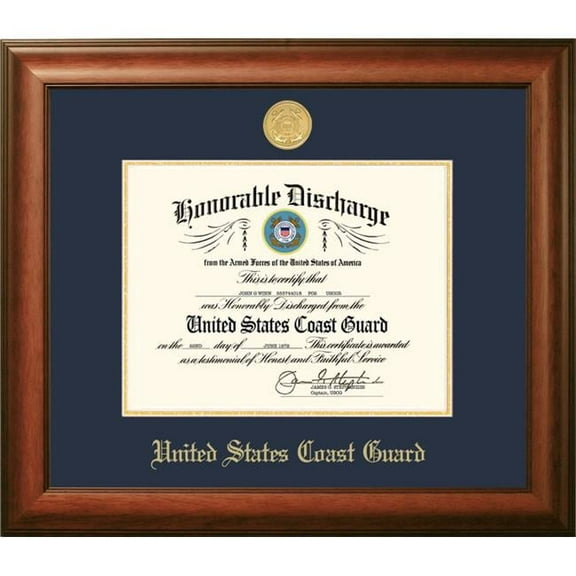 Campus Images CGDSW002 8.5 x 11 in. Patriot Frames Coast Guard Discharge Satin Walnut Frame with Gold Medallion