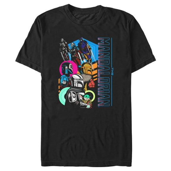 Men's Star Wars: The Mandalorian Colorful Retro Poster Graphic Tee Black 3X Large