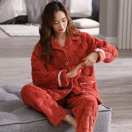 

QWZNDZGR Pajamas For Men Winter Velvet Warm Luxury Couple Sleepwear Home Clothes Suit Pijama Women Men Christmas Large size Pajama Sets