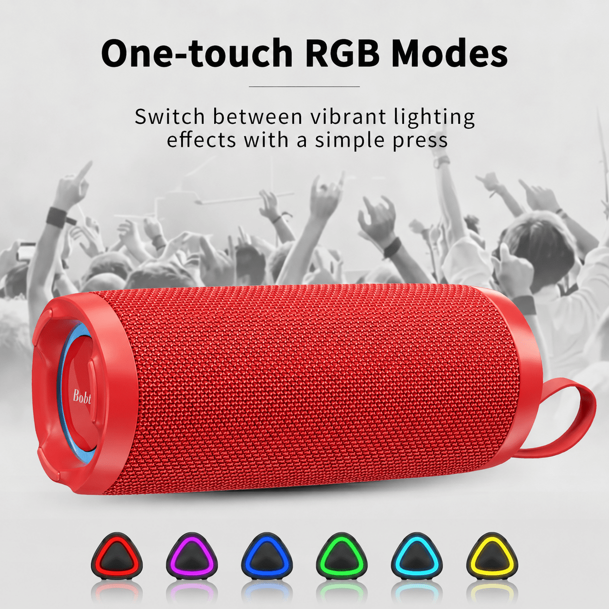 Portable Bluetooth Speaker RGB IPX6 Waterproof, 15W Loud Sound, Deep Bass, Bluetooth 5.3 Wireless Stereo Pairing 15H Playtime, for Home/Outdoor/Party/Beach, Birthday Gift (Red)