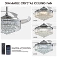 thumbnail image 5 of HOOMEDELIER 48" Crystal Ceiling Fan with Light, Retractable 4 Blades Chandelier Fan with Remote , Dimmable Chandelier for Indoor, 5 of 14
