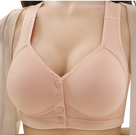 Crunowin Women s Seamless Bra Wireless Front Button Closure  Solid Color Soft Casual Comfort Bras Watermelon Red 40