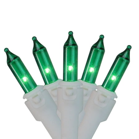 Set of 150 Heavy-Duty Green Mini Christmas Lights - White Wire Connect 6
