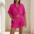 thumbnail image 2 of UPPADA Womens Lounge Sets 2 Piece Outfits Shorts and Button Down Shirts Two Piece Lounge Set Summer Matching Sets Casual Beach Vacation Outfits Hot Pink,XL, 2 of 8