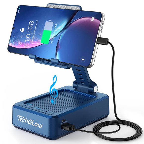 Altavoz Bluetooth, soporte para teléfono y batería externa TechGlow Blue
