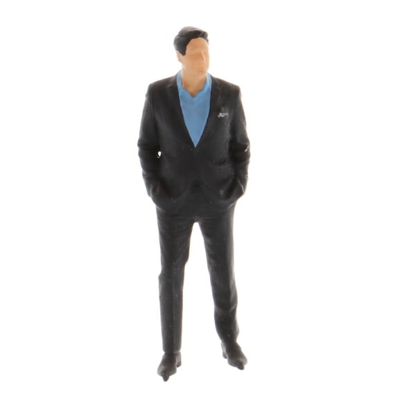Figura de hombre clásica de saludo, pintada a mano, escala 1:64, color negro Traje negro