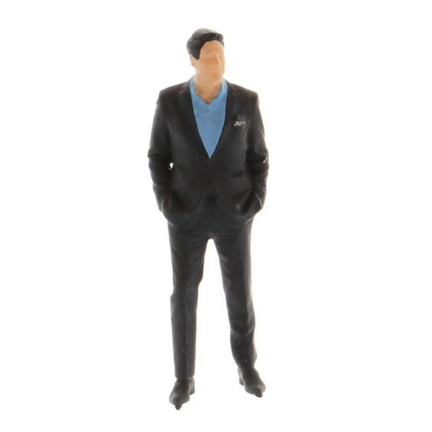 Dolity 1/64 Miniatura Saludo Tiny Man Figura Figura Juguetes Construcción Escenografía Traje negro