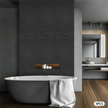 Faux Stone Wall Panels, 4PCs PU Panels for Interior Wall Decor, Wall Panels for Home, Office, Black, 120*60cm, for Living Rooms, Bedrooms, Study Rooms