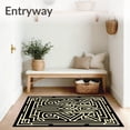 thumbnail image 3 of ODIKA 3'x5' Machine Washable Non-Slip Area Rug, Art Maze Motif with Interlocking Accents High Traffic Rug with Pad, Black, 657660, 3 of 8