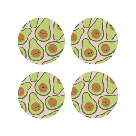 

Tideii Cute Avocado for Leather Coasters 4 Pieces Anti-fouling and Anti-scalding Decorative Coasters Suitable for Restaurants Kitchens Coffee Shops-Round Shape