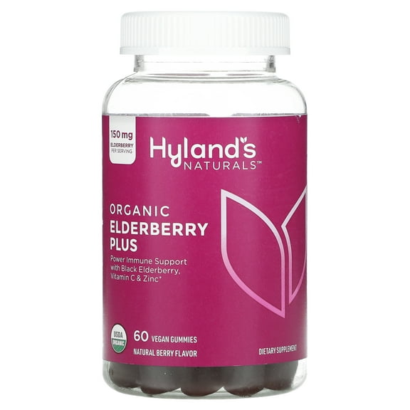 Organic Elderberry Plus Gummies, Natural Berry, 60 Vegan Gummies, Hyland's