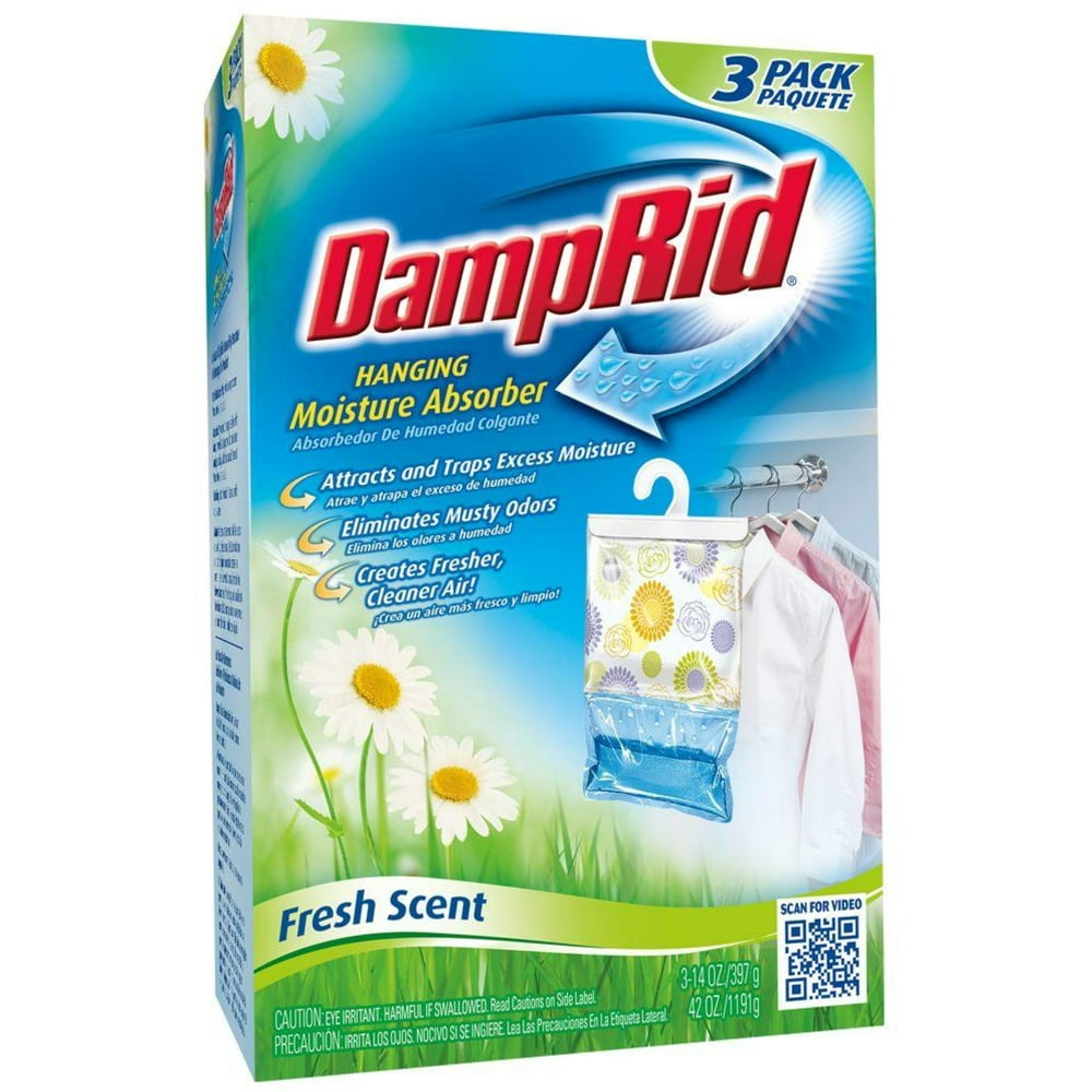 DampRid Hanging Moisture Absorber, Fresh Scent, 14 oz bags, 3 ea (Pack