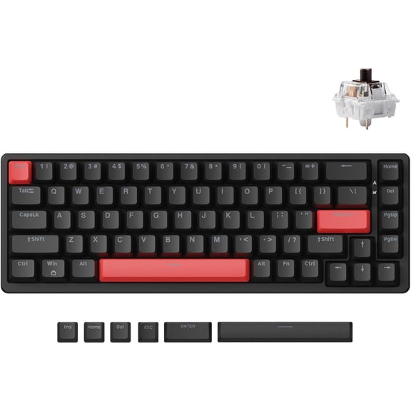 LEMOKEY X6 Wired Mechanical Keyboard, QMK Programmable 65% Layout with Pre-Lubed Tactile Switch, North-Facing Red Backlit N-Key Rollover Compatible with Windows