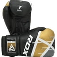 thumbnail image 5 of RDX F7 Leather Boxing Gloves for Men Women, Unisex Sparring Muay Thai Gloves for Punching Bag with Ventilated Palm, Golden, 16oz, 5 of 9
