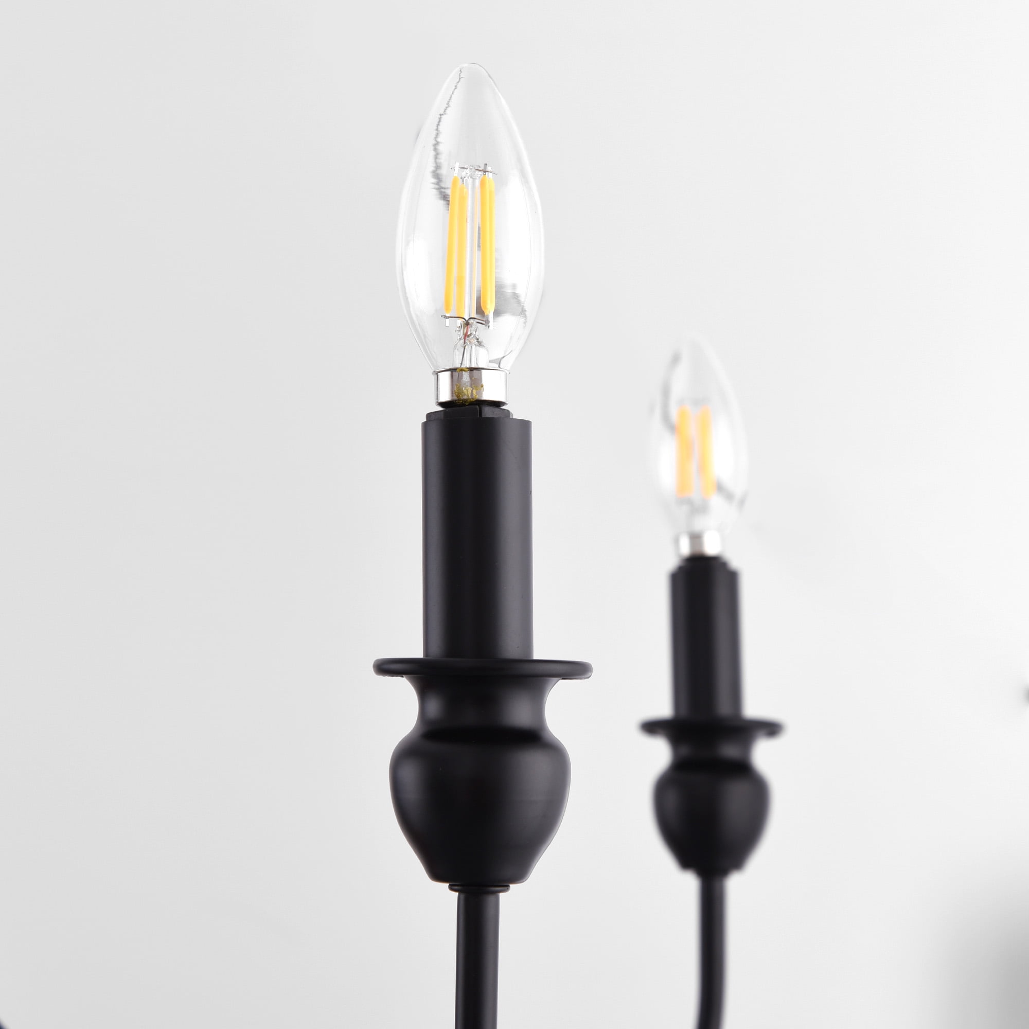 YANSUN 6-Light Matte Black Farmhouse Chandelier, Rustic Industrial Candle Chandelier for Kitchen Island, Dining Room and Bedroom