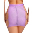 thumbnail image 2 of Xnihocha Womens See Through Mesh Mini Skirt With Shiny Rhinestones Bodycon Style For Clubbing And Party Lavender L, 2 of 6