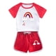 thumbnail image 1 of Odeerbi 1-12 Años Niños Niñas Conjuntos de Verano Estampado Algodón Manga Corta Raglan Camisas Pantalones Cortos Conjunto de Dos Piezas, 1 of 3