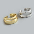 thumbnail image 2 of Wave Ring Double Glazed Copper Ring Irregular Line Design in Gold and White Gold Finish Approximately 9mm Wide and 17mm Diameter Jewelry Ring for Women, 2 of 4