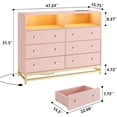 thumbnail image 1 of Commode Rose à 6 Tiroirs avec Lumières DEL RVB et Station de Recharge Intégrée : Coffre Moderne en Bois de Grande Capacité, 1 of 5