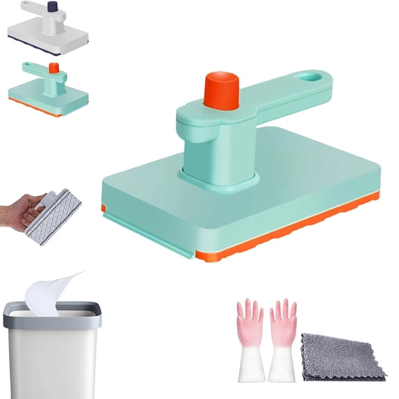 No-Touch Mini Mop, Small Cleaning Desktop Mop, Convenient Cloth Changing Mini Mops, Dry and Wet Mops, for Bathrooms, Kitchens, Car Interiors and Tabletops (Green)