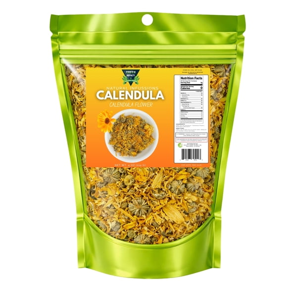 Calendula Flowers Herbal Tea (4oz)- Makes 30+ Cups| 100% Natural Infussions| Resealable Bag| Non-GMO| Gluten Free| Petalos De Calendula
