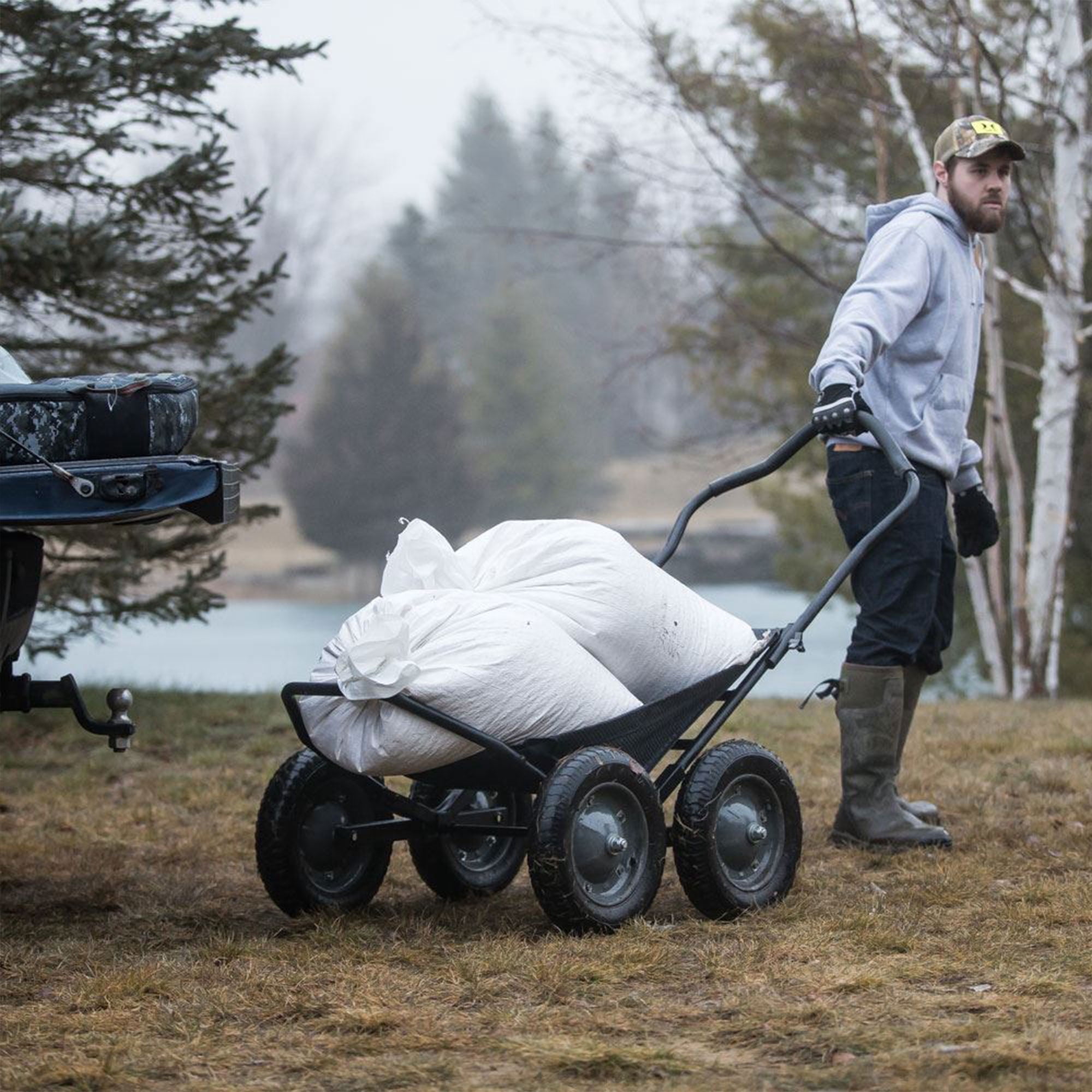 Hawk Crawler Multi-Use Folding Hunting Deer Cart - 500 lb Capacity - Black